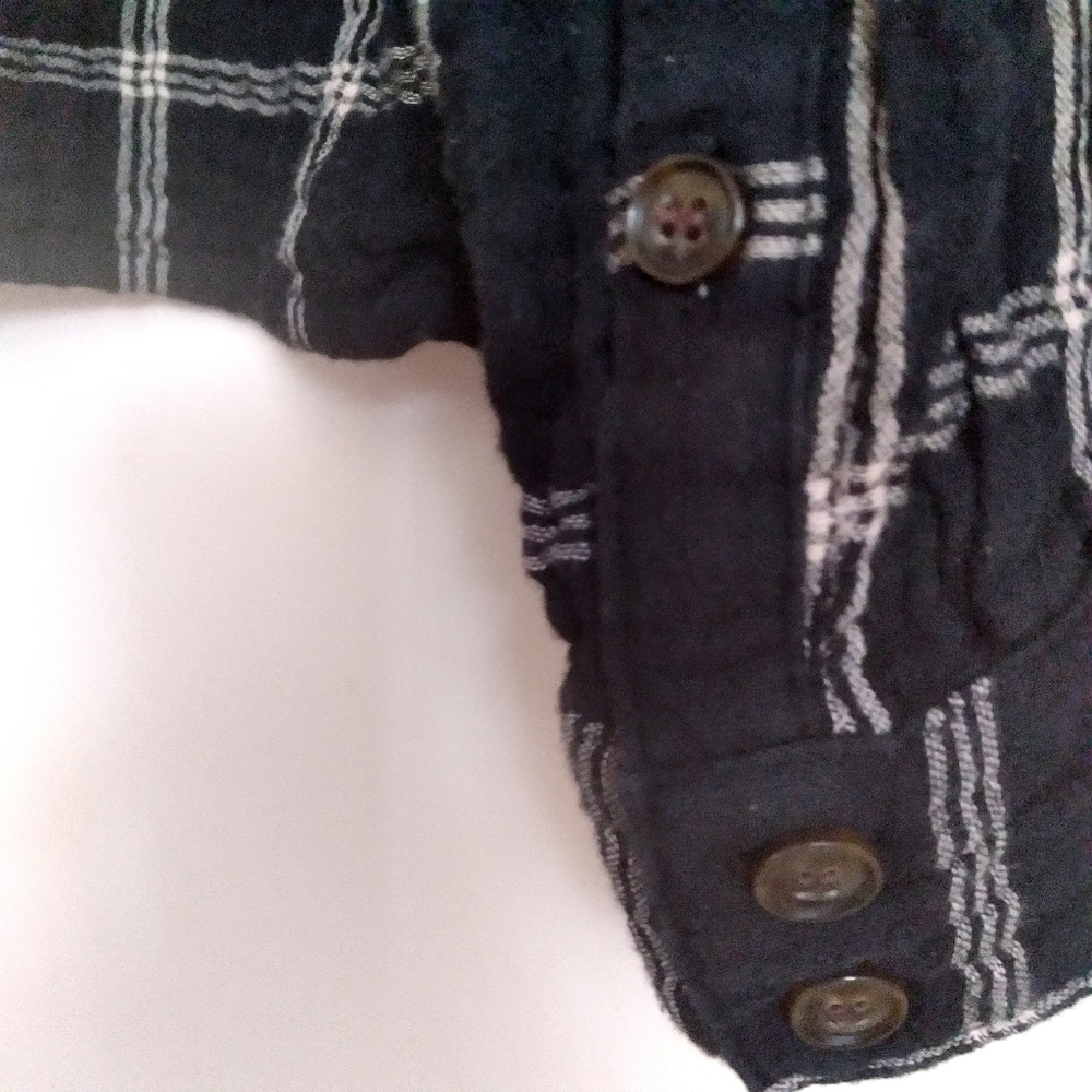 Madewell Cropped Cotton Lagenlook Top XL Boxy‎ Black White Window Pane Plaid - Picture 3 of 8